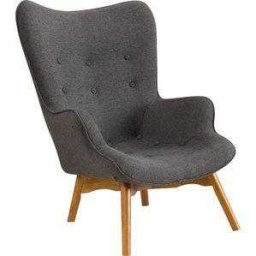 Charcoal Grey Wingback Lounge Chair — Charcoal grey linen