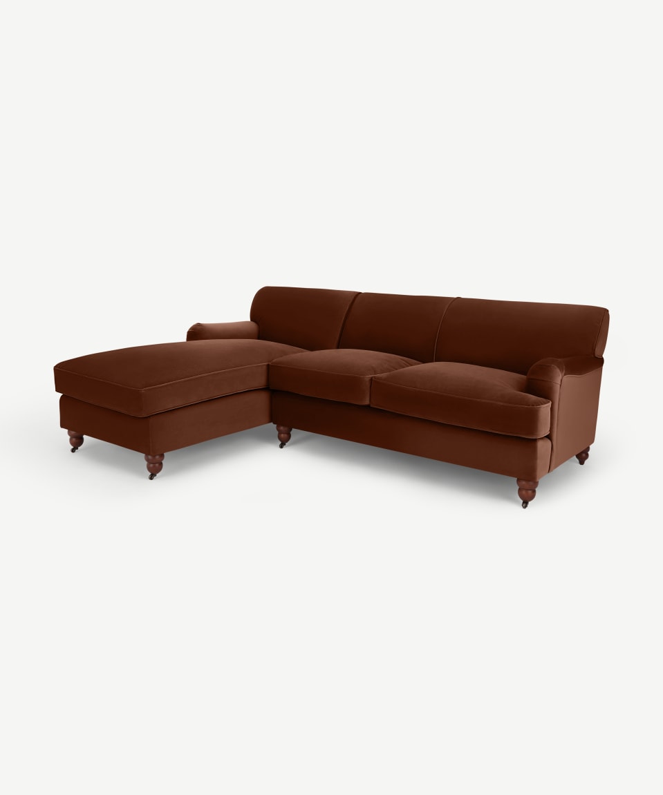 Cream Upholstered Corner Sofa — Cream linen blend