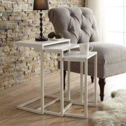 Distressed White Three-Tier Console Sideboard — White timber