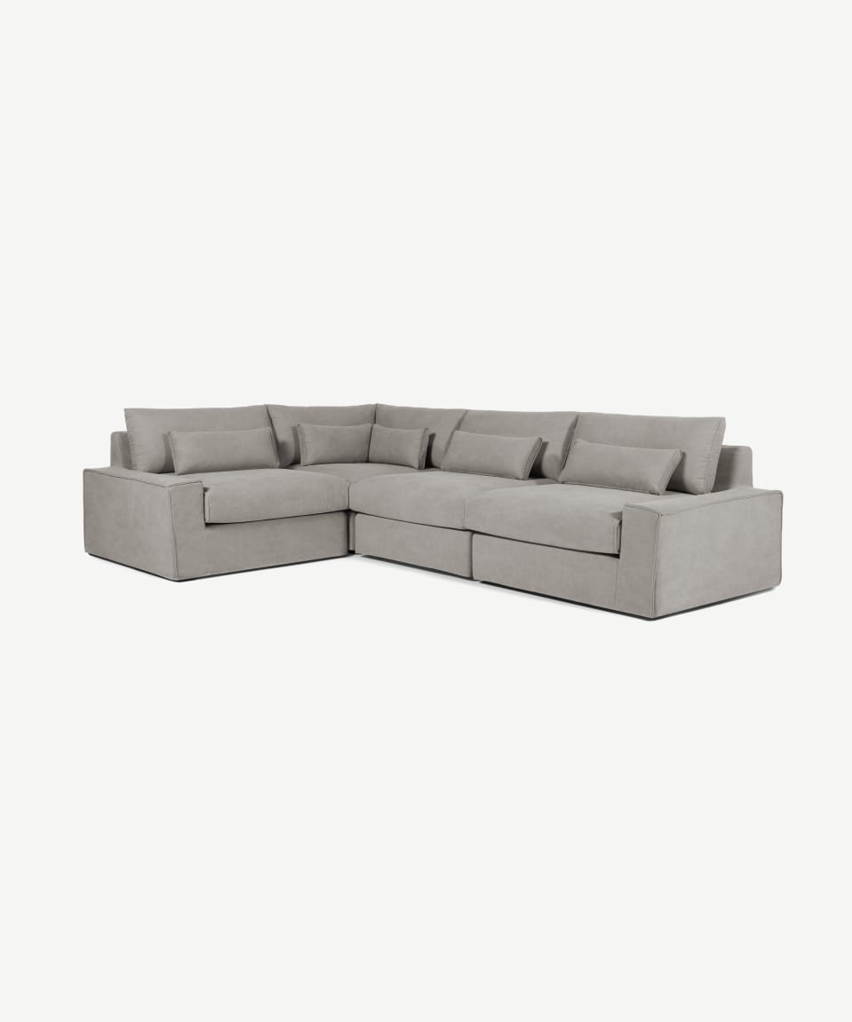 English Armroll Fabric Sofa — Cream cotton