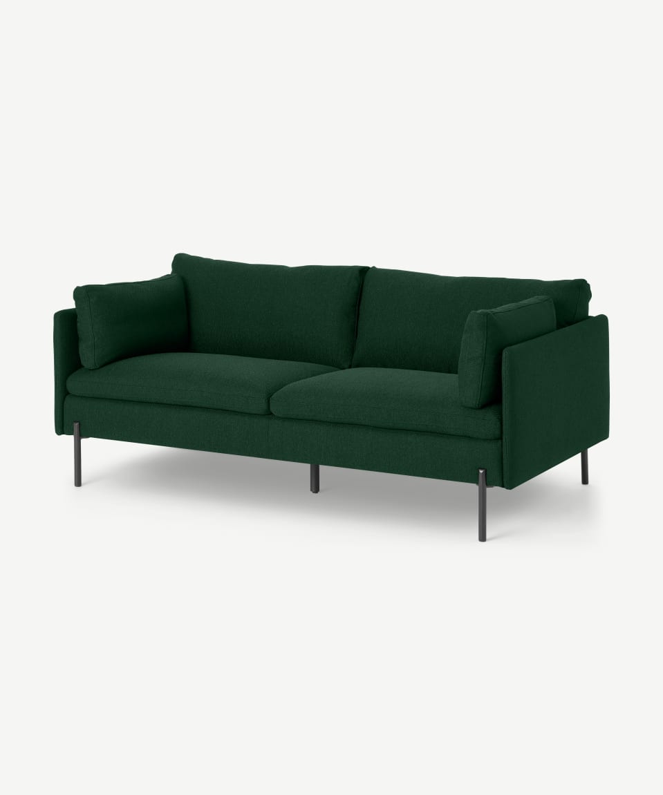 Industrial Leather Metal Sofa — Tan leather