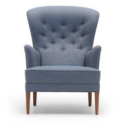 Light Blue Tufted Wingback Chair — Sky blue linen