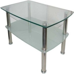 Modern Glass & Chrome Coffee Table — tempered glass