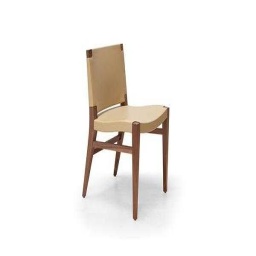 Modern Leather Dining Chair — Cognac leather