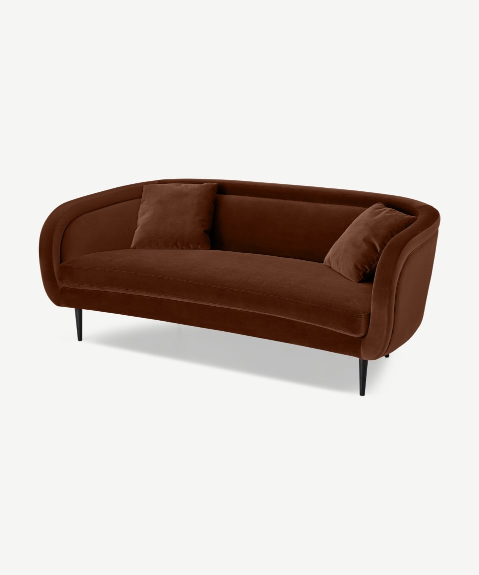 Retro Orange Tuxedo Sofa — Orange fabric