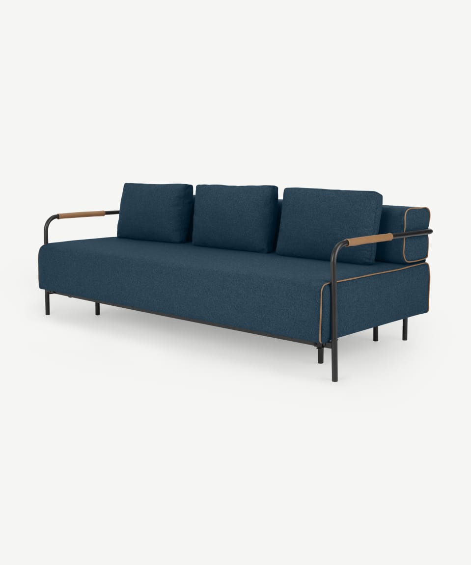 Vintage Leather Settee — Tan leather
