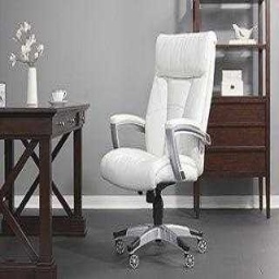 White Leather Executive Office Chair — White bonded leather